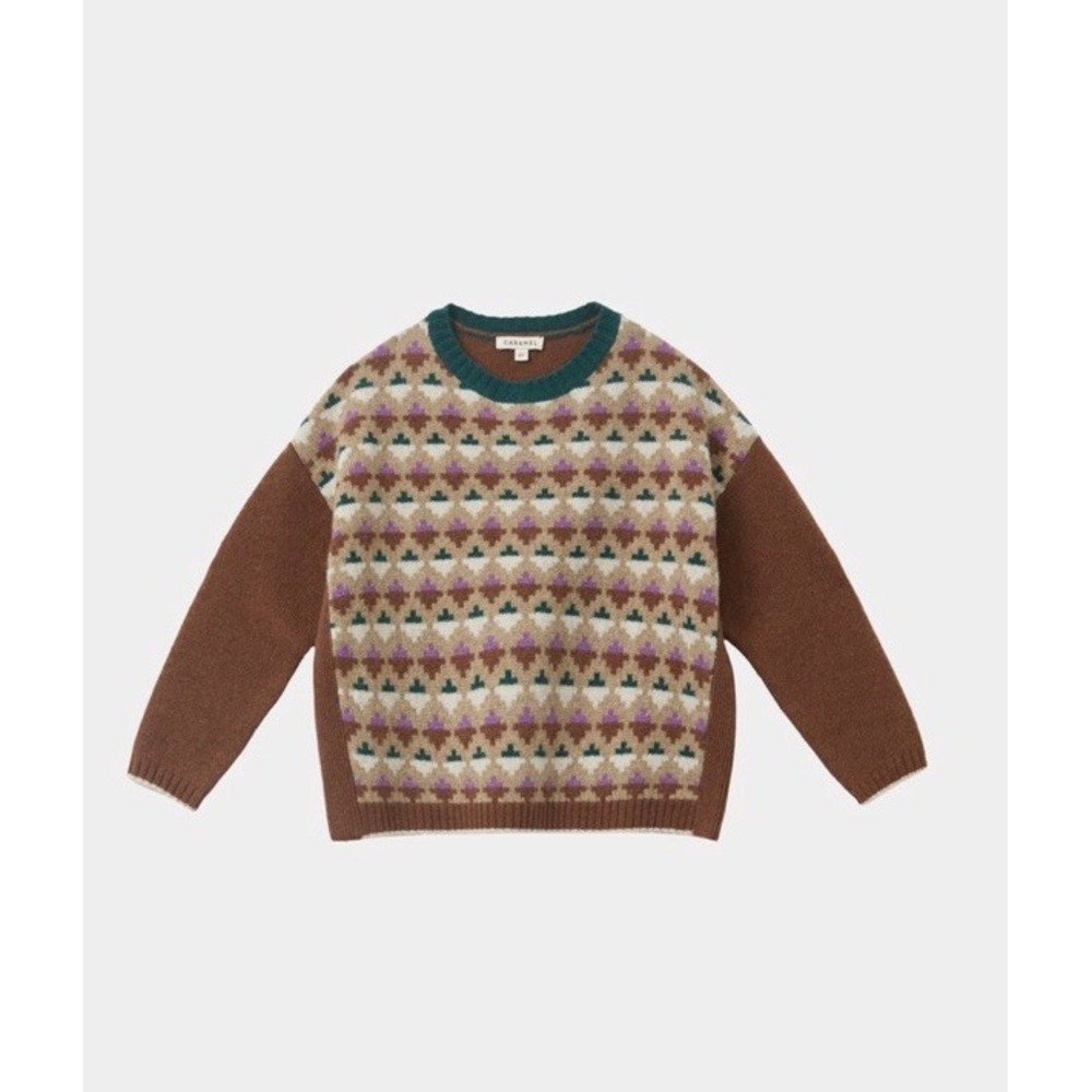 Caramel Neon jumper 8Y Camel Fair Isle Sweater Crewneck Top